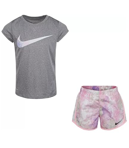 Baby Girls Nike Iridescent Swoosh T-Shirt & Tie Dye Shorts Set 18M #TOP21