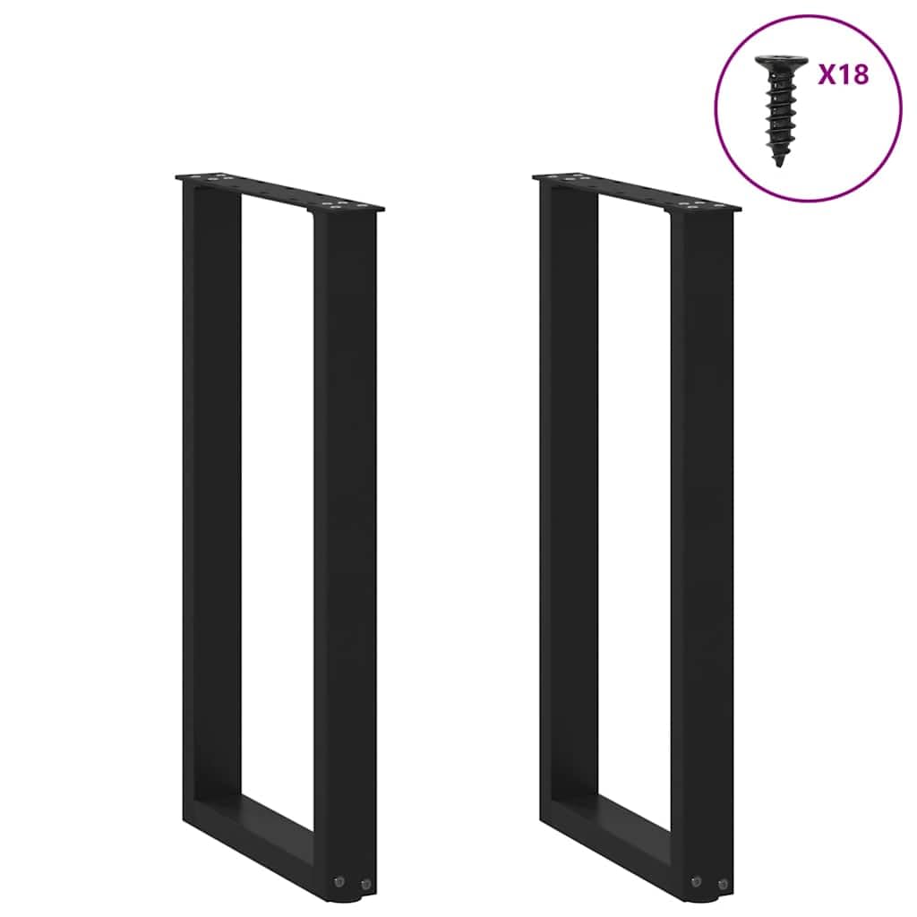 vidaXL Patas para Consola en Forma de U (2 Unidades), Color Negro, 28 x (72-73) cm, Acero