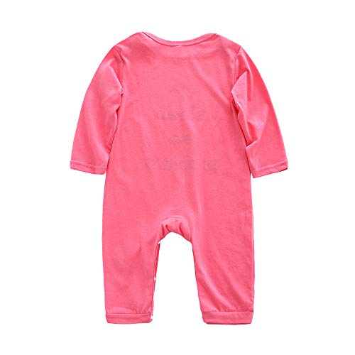 Image of Hopscotch Boys and Girls Cotton Text Print Full-Sleeve Romper in Pink Color