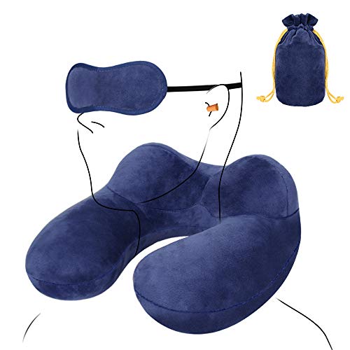 DOXHAUS Unisex's Travel Pillow DH1065158UK0154, Blue, Universal