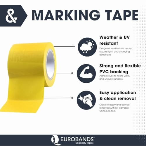Eurobands 1BL23.42.0100/033A# Warnband selbstklebend – 100 mm x 33 m – Bodenmarkierungsband für Industrie, Lager & Maschinen – UV- & feuchtigkeitsbeständig