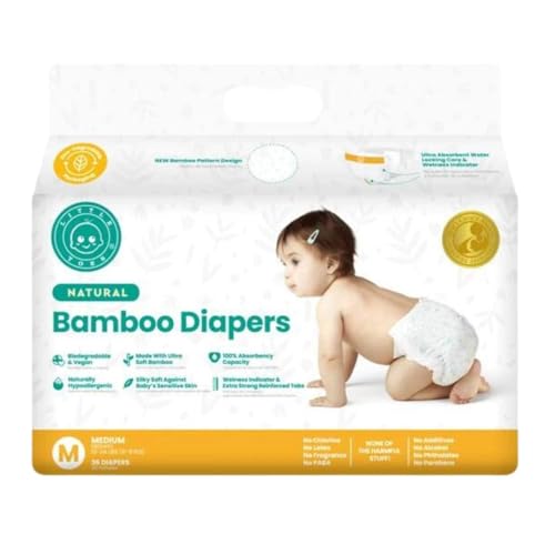 Little Toes Patented Natural Disposable Viscose Diapers ǀ Day and Overnight Diapers ǀ Sustainable ǀ Size 2-3 Medium | 36 Pack