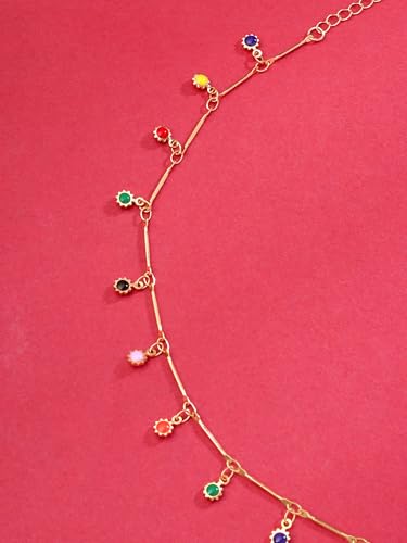 Image of Yellow Chimes Necklace for Women and Girls Fashion Choker Necklace for Women Carnelian Stone Pearl Choker Necklace for Girls | Birthday Gift for Girls and women