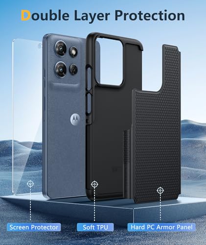 Image of FNTCASE for Moto G-2026 /2025 Phone Case: Moto G Play 2026 /Moto G Power 2025 Case with Screen Protector Dual Layer Military Drop Protection Heavy Duty Shockproof Rugged Non Slip Cell Phone Cover, Black