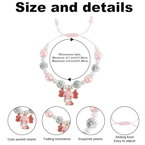 Adjustable Axolotl Bracelet, Axolotl Beaded Charm Bracelet with Lovely Card Back to School Gifts Cute Grade Grad Jewelry Kawaii Stuff2