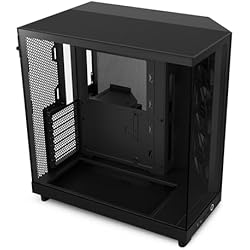 Ventilador Media NZXT H6 Flow | CC-H61FB-01 | Funda de ventilación de media torre de cámara dual compacta | Paneles de ventilación de alto rendimiento | Incluye 3 ventiladores de 120 mm | Negra