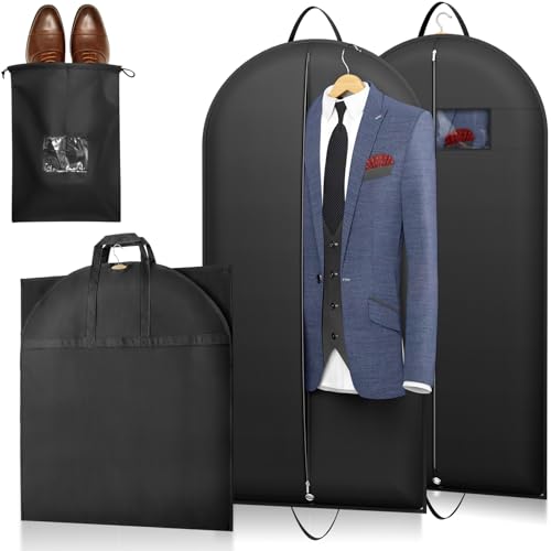 Lifewit Funda para Traje Hombre con 1 Bolsa para Zapatos Resistente, Portatrajes Impermeable, Funda Ropa Armario Plegable, 120 x 60 cm, Juego de 2