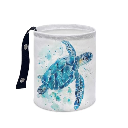 Image of Sea Turtle Car Trash Can Reusable Portable Car Garbage Bin Easy to Clean Collapsible Waste Multipurpose Bin Auto Accessories Interior