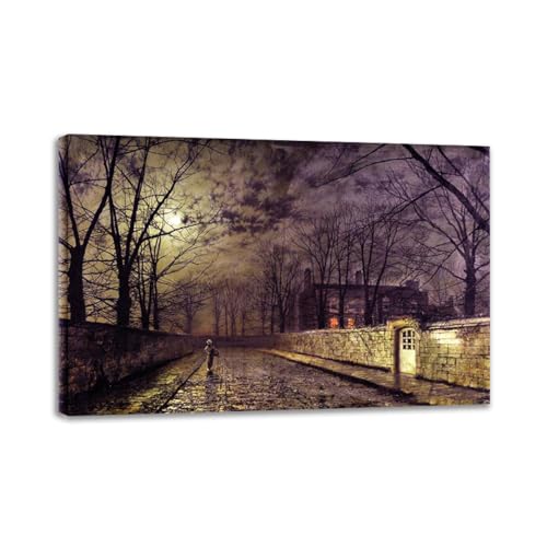 Clair de lune argenté de John Atkinson Grimshaw toile murale poétique pour une ambiance sereine