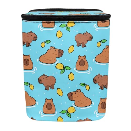 Image of KEIAHUAN Capybara Car Trash Can Bin with Lid Hanging for Back Seat Collapsible and Portable Multipurpose Trash Bin Garbage Can for Car Office Home