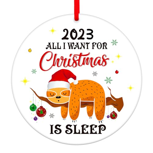 PETCEE Christmas Ornaments 2023: Funny Sloth Ornaments for Christmas Tree Decorations, Keepsake Gifts for Sister, Girls, Women, Friends, Sloth Lovers