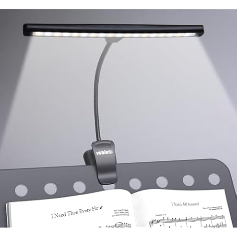 Vshinic Clip On Music Stand Light,18LED Rechargeable Piano Light, Orchestra Light 3 Colors & 2 Levels Brightness Settings,Perfect for Piano, Keyboard,Orchestra,DJ,Craft and Reading Cover
