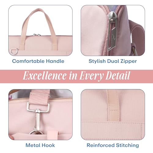 Image of Protecta Grace Office Laptop Messenger Bag for Men and Women Canvas Look Laptop Briefcase Water Repellent Padded Laptop Messenger Sleeve Bag 15.6 Inch Ideal for Office & Work in Color Pink