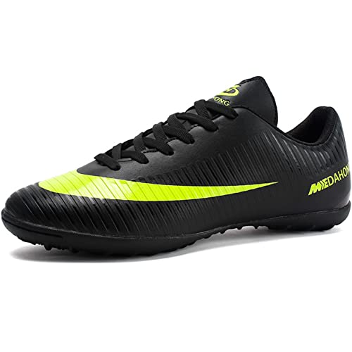 Luluboy Men's Tf Soccer Shoes Football Cleats Spikes Lace-Up Indoor Turf Sports Athletic Futsal Boots Black Eu 39 Us 7 #TOP8