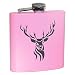 Flasque rose avec bois de cerf - 6 oz - Cadeau pour les femmes - Chasseur, randonnée, ski, alpinisme, vacances d'hiver, promenade etc. - Bouteille d'alcool rose drôle