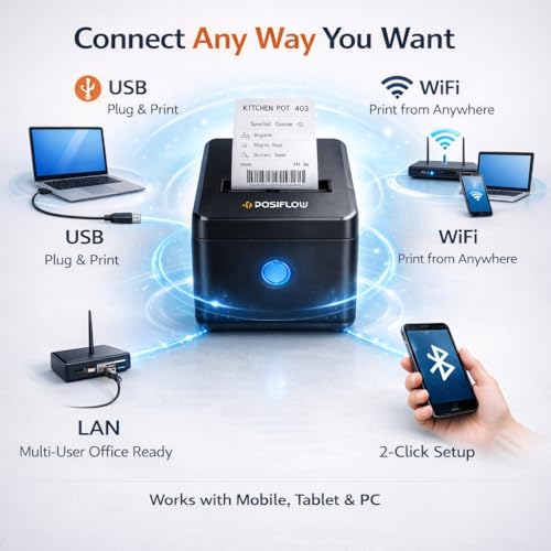 Image of 80mm Thermal Receipt Printer KP307-UEWB | USB+LAN + WiFi+ BT | Heavy Duty Auto Cutter | Fast Billing Printer for Restaurant, Retail, POS, KOT & Token Printing (PSFKP307-(USB+LAN+WiFi+BT))
