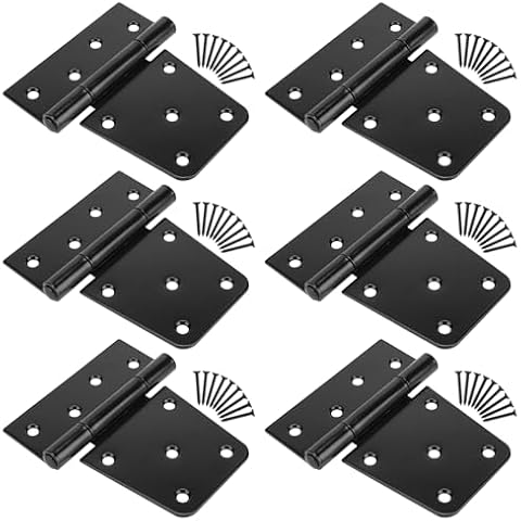 SANKINS 3-1/2" Heavy Duty Gate Hinges, Black Iron Door Hinges with Screws, Durable Gate Strap Hinges for Wooden Fences Gate Shed Barn Door, 6pcs Cover