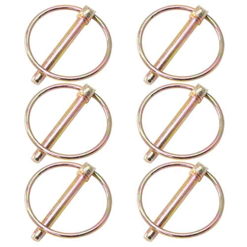 Litoexpe 6 Pcs 1/4 Inch Lynch Pin with Ring Heavy Duty Round Linch Pins Assortment for Farm Tractors Trucks Trailers Mowers (1/4x1-3/4)