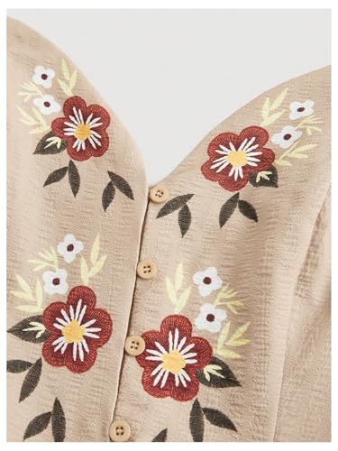 Image of Floerns Women's Floral Embroidery Ruffle Summer Short Dress