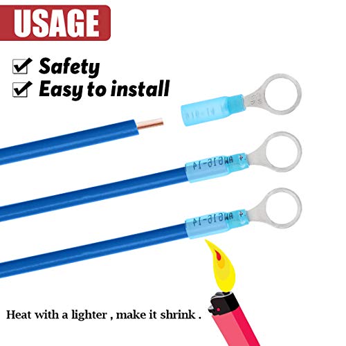 Hilitchi 50Pcs Nylon Heat Shrink Ring 16-14Awg, 3/8'' Electrical Wire Crimp Connector Crimp Connectors Insulated Terminals For Automotive,Watercraft, Electrical,Electronics #TOP5