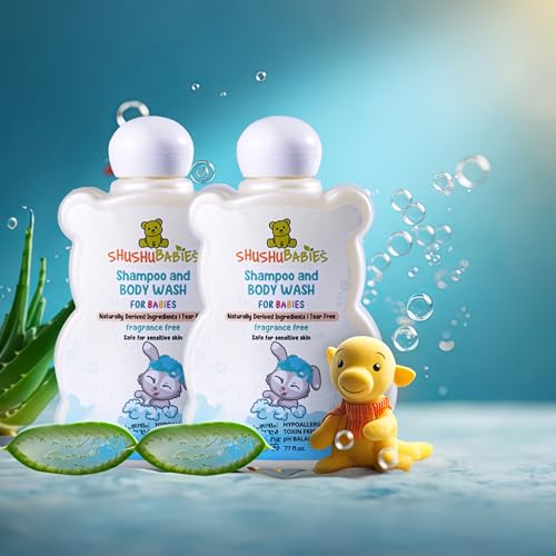 Image of ShuShu Babies Natural Fragrance-Free Baby Wash & Shampoo-400ml | Baby Head to Toe Wash | Suitable for Newborn Sensitive Skin | Gentle, Tear-Free, Mild & Hypoallergenic Formula