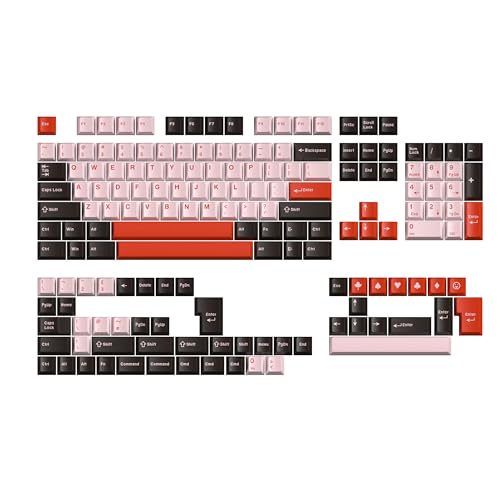 Image of Guffercty kred Cherry Profile PBT Keycaps 156 Key Set, Fade Resistant Custom Keycaps Fit 60% /65% /75% /80% /TKL /100% Mechanical Keyboard (Flamingo)