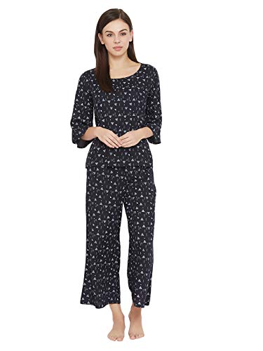 Image of Clovia Women's Rayon Triangle Print Top & Pyjama