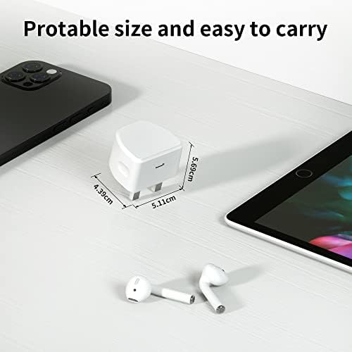iPhone Charger, 20W 2-Pack Fast Plug with 1M Cable for iPhone 14/14 Pro/14 Pro Max/14 Plus/13 12 11 X XR XS SE 2020 8 7 6 6S Mini, Pad Pro, USB Type C Wall Charging PD Adapter UK, 3FT Cord