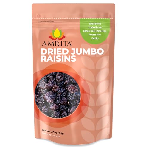 Amrita Dried Jumbo Raisins 2 lb - Vegan Naturally Sweet Dried Grapes Snacks