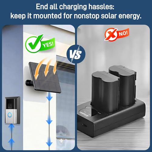 Soporte de timbre con cargador solar USB-C para evitar descargas de batería 6