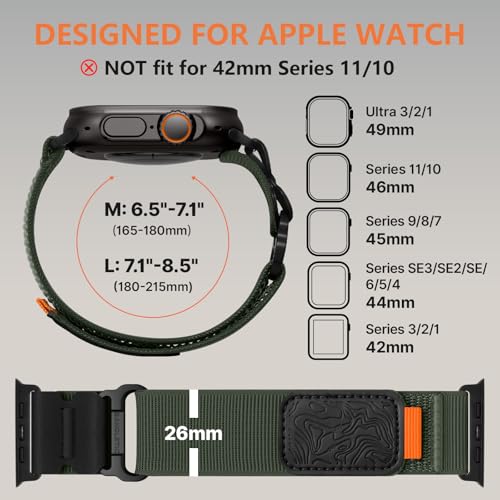Image of Bandletic Compatible with Apple Watch Series 10 Band Men Women, Wide Tactical Stretchy Nylon Soft Sport Loop for iWatch 49mm(Ultra 3 /2 /1),46mm(11 /10),45mm(9 /8 /7),44mm(SE3 /SE2 /SE /6 /5 /4),42mm(3 /2 /1)