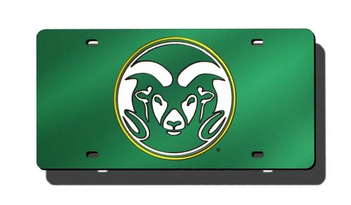 Rico Industries NCAA Colorado State Rams Laser Inlaid Metal License Plate Tag Team Color, 6 x 12-inches