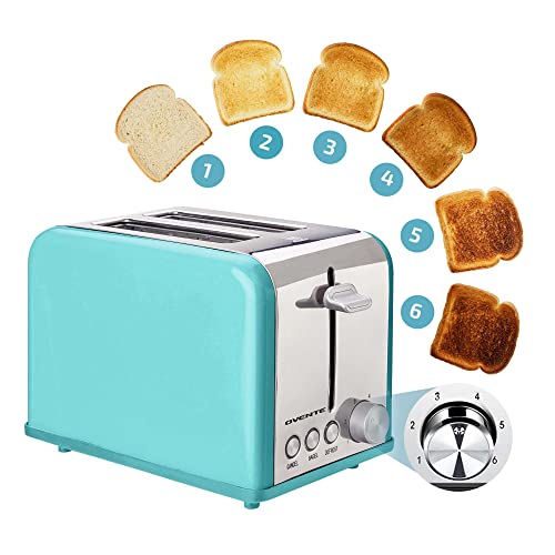 OVENTE Tostadora Eléctrica 2 Rebanadas 825W 6 Niveles de Tostado Turquesa TS2450T miniatura 2
