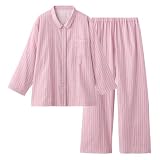 KIREILABO Fitte パジャマ ダブルガーゼ 【長袖・長パンツ】 綿100％ 保湿加工 ストライプ オーガニックコットン使用 レディース KL2016