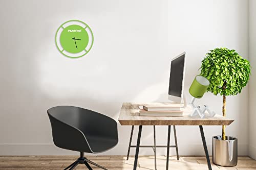 Pantone by Homemania Homemania Drive Round Wall Clock for Living Room Kitchen, Office, Green, White Metal 40 x 0.15 x 40 cm - Image 2