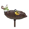 Relaxdays Gietijzeren Vogelbad met gemalen Spike, tuindecoratie, vogelvoeder, waterkom, 1 cm lang, bruin