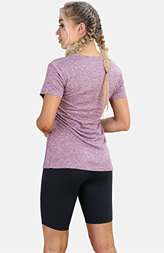 Image of icyzone Workout Shirts Yoga Tops Activewear V-Neck T-Shirts for Women Running Fitness Sports Short Sleeve Tees