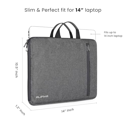 Image of Laptop Sleeve 14 Inch with Charger Pouch & Carry Handle - Water-Resistant Laptop Cover Bag 14 Inch for MacBook, Dell, HP, Lenovo - Laptop Case for Office & Travel