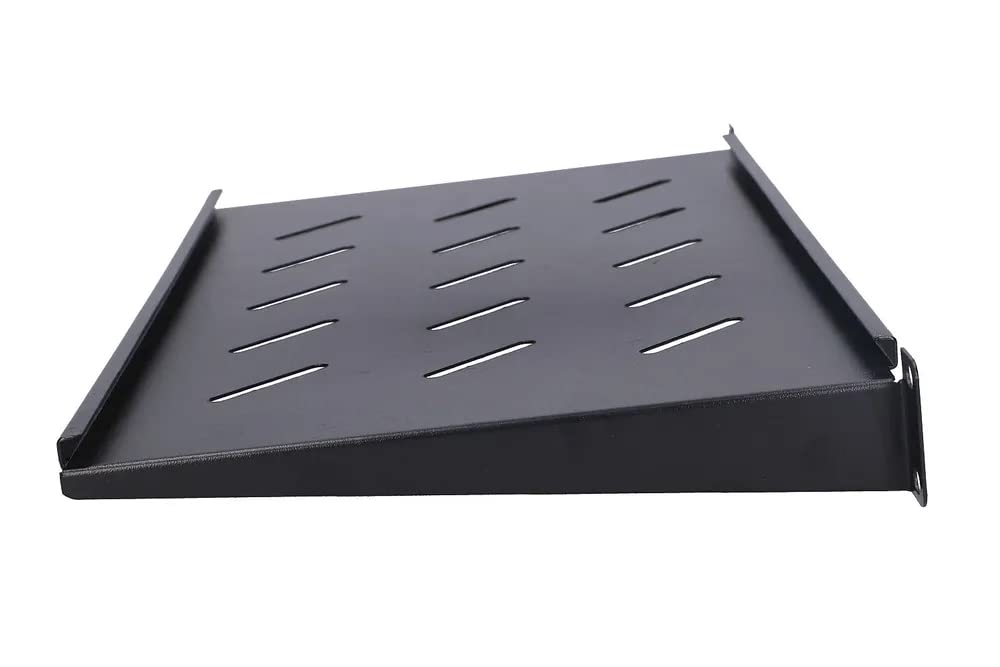 Extralnik 19 cali półka 1HE 350 mm głębokości – stabilna półka do szafy sieciowej, perforowana, nośność 20 kg, kompatybilna z szafkami serwerowymi 19" od głębokości 450 mm, w zestawie zestaw montażowy