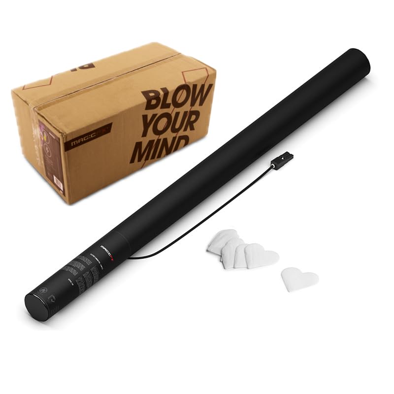 ZENDA CLUB - Cannoni per coriandoli elettrici, a forma di cuore, 80 cm, compatibili con macchine per coriandoli portata 14 m, ideali per matrimoni ed eventi, confezione da 20