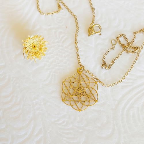 Seed of Life Merkaba Necklace - Kabbalah Flower of Life Jewelry - Magen David Mandala Pendant - Boho Spiritual Gift for Her4