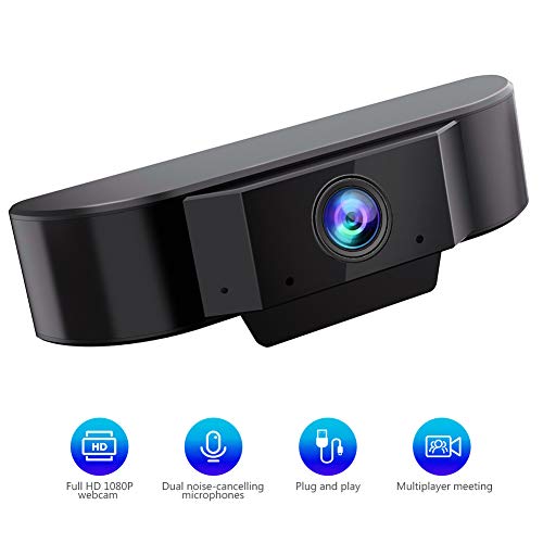 BOIFUN 1080P Webcam with Microphone, PC Laptop Desktop USB 2.0 Full HD Web Camera for Video Calling, Studying, Conference, Recording, Gaming support for Mac IOS?Windows?Chrome OS, Linux, Android