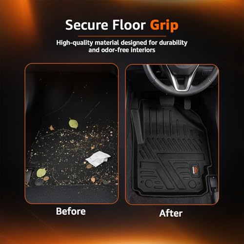 Image of Amazon Basics 5D Custom Fit Car Floor Mats for Tata Tiago | Odor Free Virgin Polymer | All Weather Waterproof Protection | Edge to Edge Coverage | 3 Piece Set