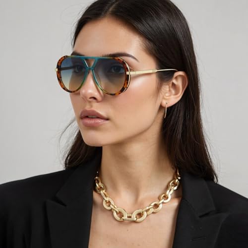 Panther Aviator Sunglasses, Double Beam Design Fashion Vintage Shades Retro Sun Glasses Women of Any Face Shape2