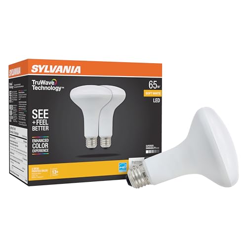 SYLVANIA LED TruWave Natural Series BR30 Light Bulb, 65W Equivalent Efficient 7W, Medium Base, Dimmable, 650 Lumens, Frosted, 2700K, Soft White - 2 pack (40728) -  Osram Sylvania