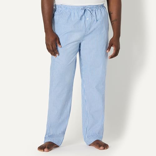 Image of Amazon Essentials Men's Cotton Poplin Straight-Fit Pajama Pants with Pockets, Elastic Waist, Drawstring