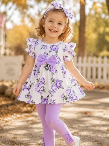 Image of Doresbebe Baby Girl Clothes Toddler Girl Outfits Infant Girl Summer Clothes for Girl Ruffle Shirt Pants+Cute Headband 3PCS