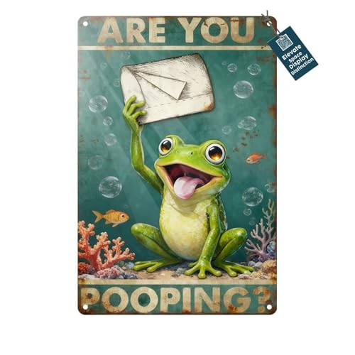 Waltheon Are You Pooping Sign Funny Frog Bathroom Decor Restroom Aluminium Vintage Metal Tin Sign Home Poster Bar Pub Decor 8x12inch