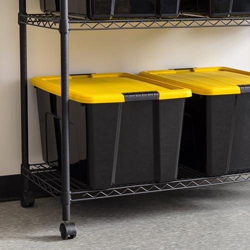 Image of Storage Bins 45 Qt Stackable with Lids 4 Pack for Garage Closet