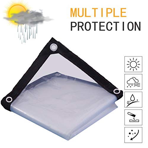NMRCP Clear Transparent Tarp, Heavy Duty Waterproof Tarp Multi-Purpose Poly Tarpaulin Great for Tarpaulin Canopy Tent Boat or Pool Cover UV Frozen and Tear Proof,4mX6m/13x20ft
